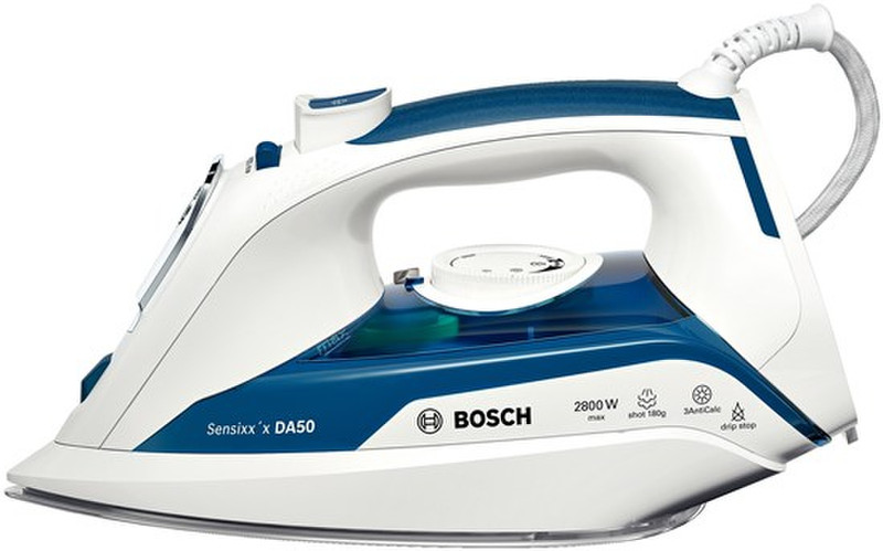 Bosch TDA5028010 Dry & Steam iron Palladium soleplate 2800Вт Синий, Белый утюг