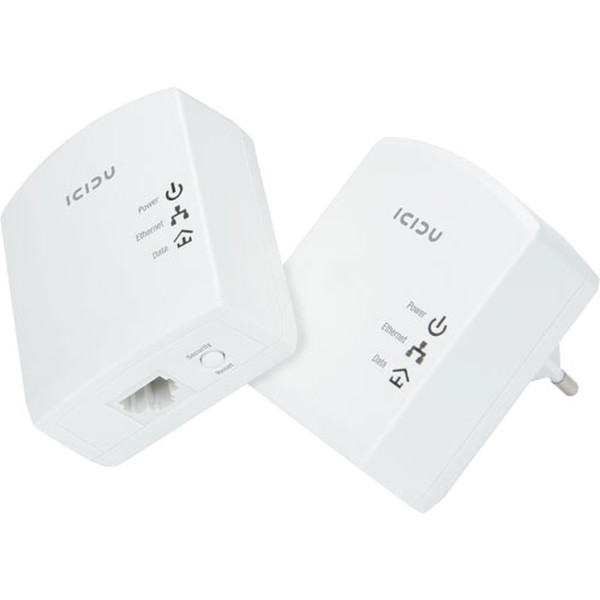 ICIDU Homeplug Starterkit 500M Mini 500Mbit/s Ethernet LAN White 2pc(s) PowerLine network adapter