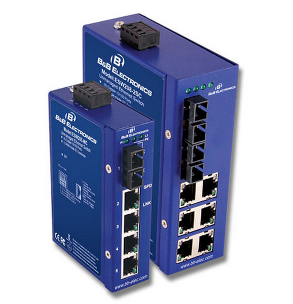 B&B Electronics ESW205 ungemanaged L2 Fast Ethernet (10/100) Blau Netzwerk-Switch