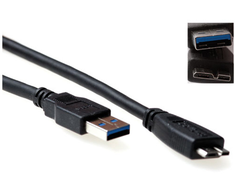 Eminent USB 3.0, 0.5m 0.5м USB A Micro-USB B Черный