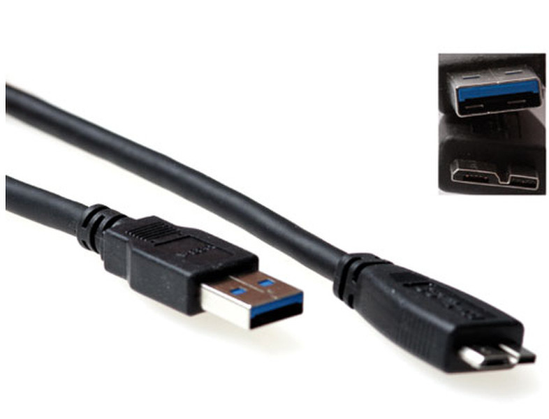 Eminent USB 3.0, 0.5m 0.5m USB A Micro-USB B Black