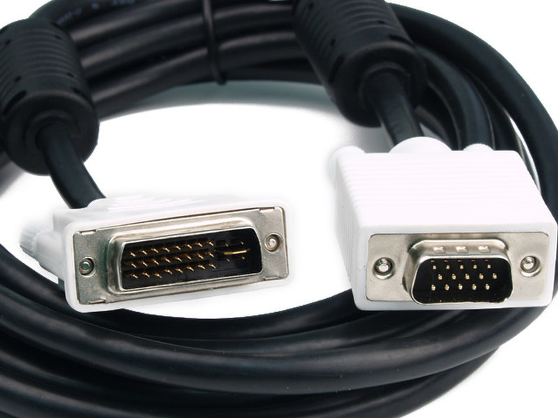 Rosewill DVI-I - VGA, M/M, 10ft 3m DVI-I VGA (D-Sub) Black,White video cable adapter
