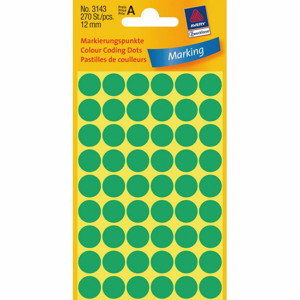 Avery Colour Coding Dots, Green self-adhesive label