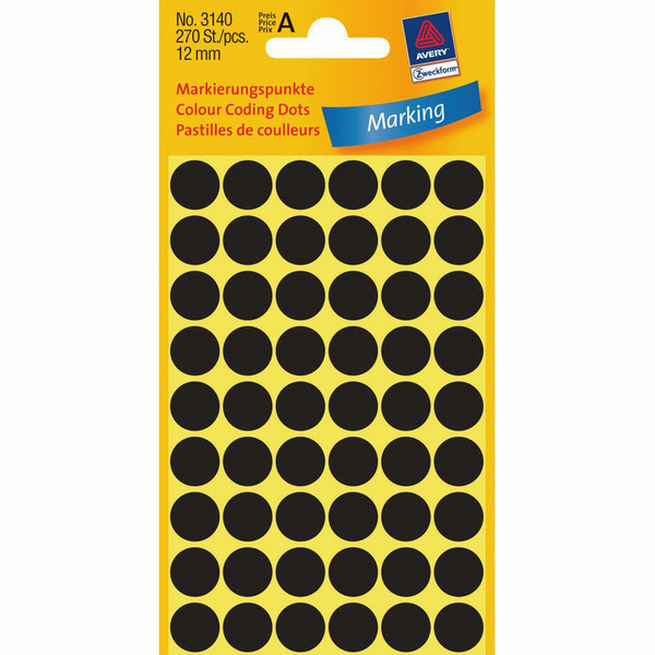 Avery Colour Coding Dots, Black self-adhesive label