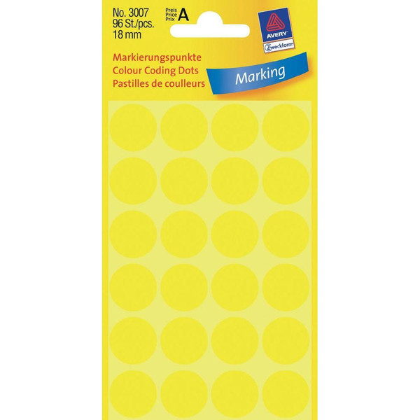 Avery Colour Coding Dots, Yellow self-adhesive label