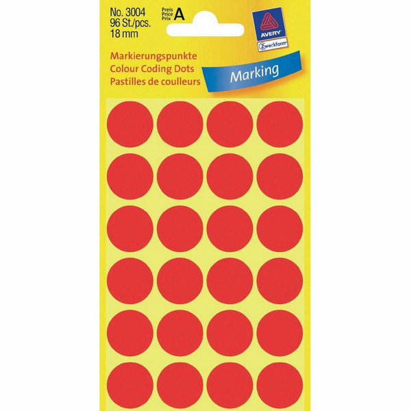 Avery Colour Coding Dots, Red self-adhesive label