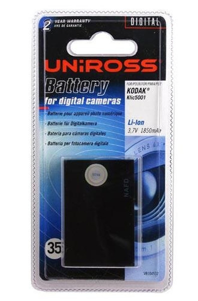 Uniross Digital camera battery VB104502 Литий-ионная (Li-Ion) 1850мА·ч 3.7В аккумуляторная батарея