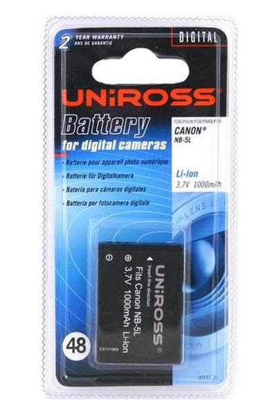 Uniross Digital camera battery U0131735 Lithium-Ion (Li-Ion) 1000mAh 3.7V rechargeable battery