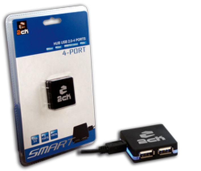 MCL HUB 4 ports USB 2.0 compact lumineux Черный хаб-разветвитель