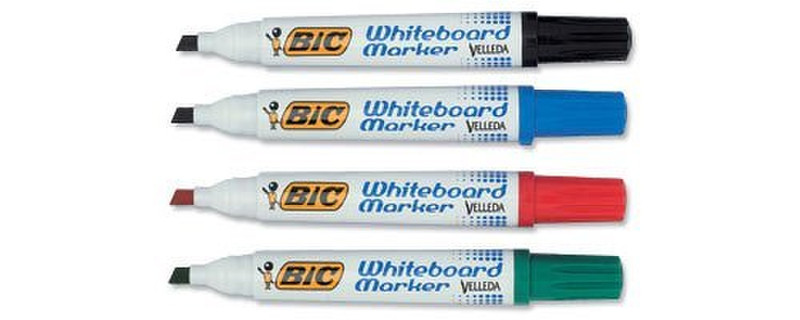 BIC Velleda Whiteboard Marker 1701 Пулевидный наконечник Черный, Синий, Зеленый, Красный 4шт маркер