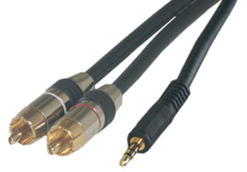 MCL Cable RCA/Jack 3.5mm, Stereo HQ 2.0m 2m RCA 3.5mm Schwarz Audio-Kabel