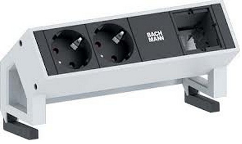 Bachmann 902.403 2AC outlet(s) 0.204m Black,Stainless steel power extension