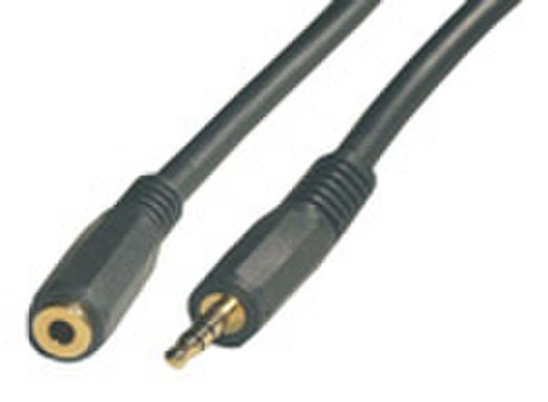 MCL Cable Jack 3,5mm Male/Female Stereo HQ 3.0m 3m 3.5mm 3.5mm Schwarz Audio-Kabel