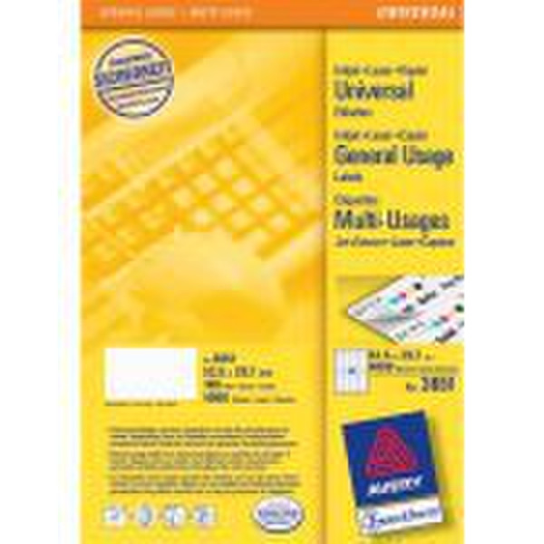 Avery Universal Labels, White 52,5x29,7mm 4000шт самоклеящийся ярлык