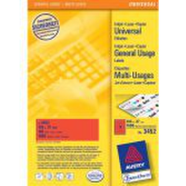 Avery Universal Labels, Red 105x37mm 1600шт самоклеящийся ярлык