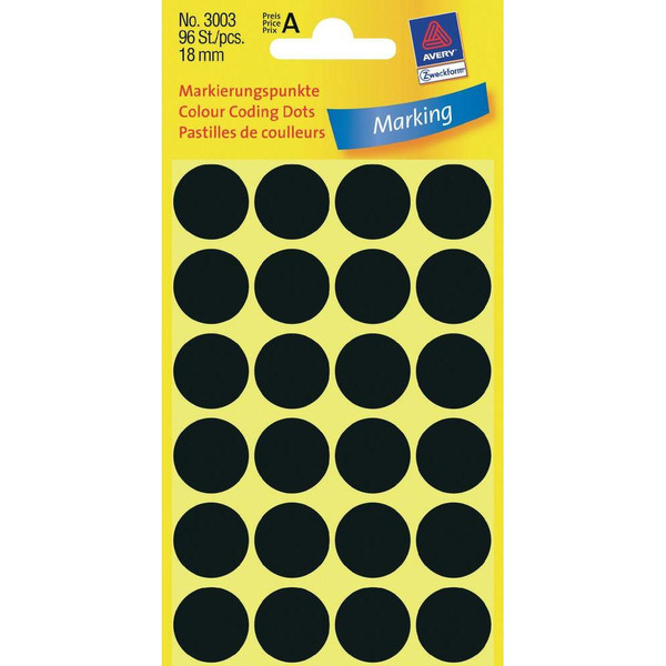 Avery Colour Coding Dots, Black self-adhesive label