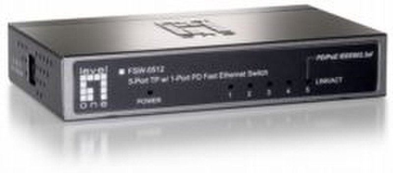 LevelOne FSW-0512 Неуправляемый Fast Ethernet (10/100) Power over Ethernet (PoE) Черный, Серый
