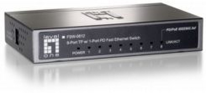 LevelOne 8-Port 10/100 PD Switch Unmanaged Power over Ethernet (PoE) Black