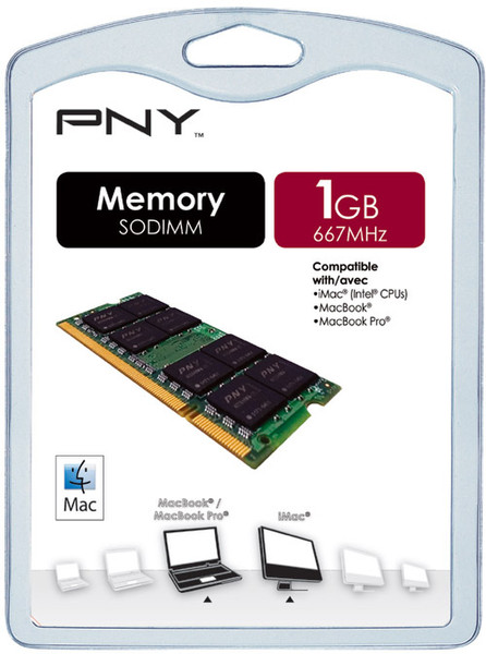 PNY Sodimm DDR2 667MHz (PC2-5300) 1GB - Apple Edition 1GB DDR2 667MHz memory module