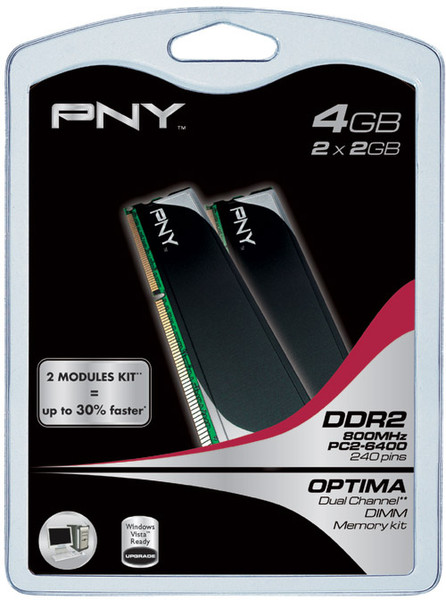 PNY 4GB 800MHz PC2-6400 DDR2 DIMM 4ГБ DDR2 800МГц модуль памяти