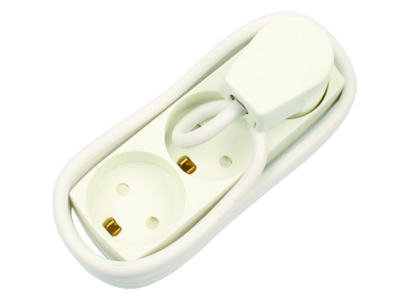 Sandberg Socketx3 w/ground plug. 1.5m. white. W/child safety
