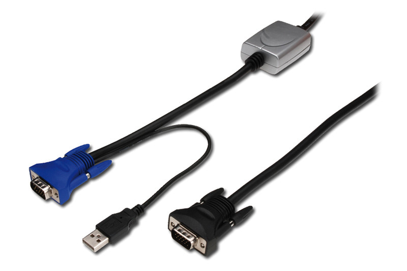 Digitus USB KVM cable 10m Schwarz Tastatur/Video/Maus (KVM)-Kabel