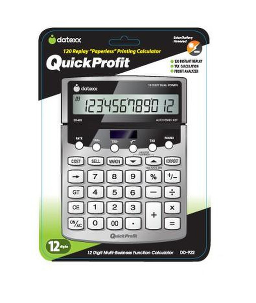 Datexx DD-922 Карман Basic calculator Черный, Серый калькулятор
