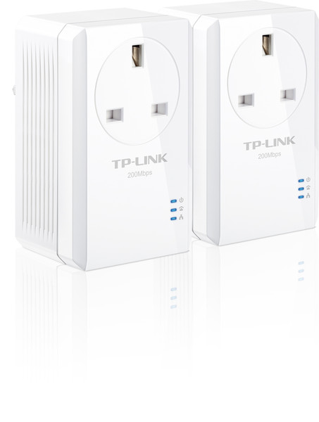 TP-LINK AV200 200Mbit/s Eingebauter Ethernet-Anschluss Weiß 2Stück(e) PowerLine Netzwerkadapter