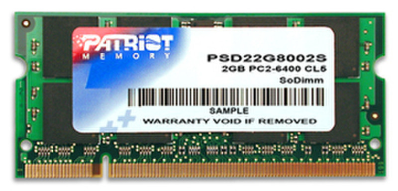 Patriot Memory DDR2 2GB CL5 PC2-6400 (800MHz) SODIMM 2GB DDR2 800MHz memory module