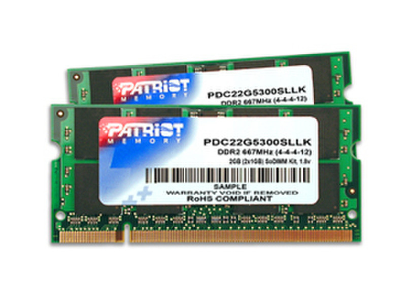Patriot Memory DDR2 2GB (2 x 1GB) PC2-6400 2GB DDR2 667MHz memory module