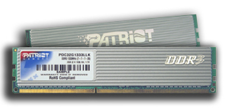 Patriot Memory DDR3 2GB (2 x1GB) PC3-10666 2ГБ DDR3 1333МГц модуль памяти