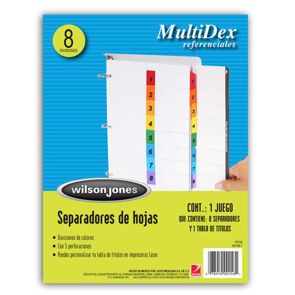 Acco P0156 Paper,Plastic Multicolour 8pc(s) divider