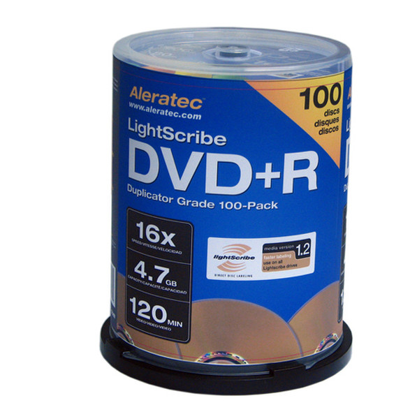 Aleratec Lightscribe DVD+R V1.2 Duplicator Grade 4.7GB DVD+R 100pc(s)