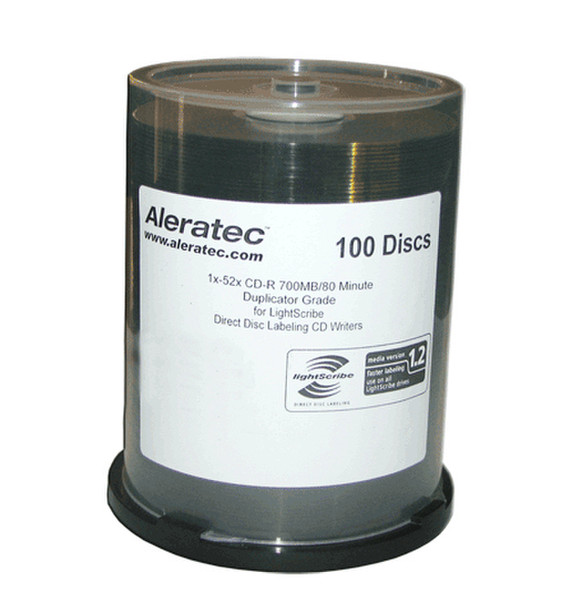 Aleratec 10116 Lightscribe Cd-R 52x V1.2 Duplicator Grade CD-R 700MB 100pc(s)