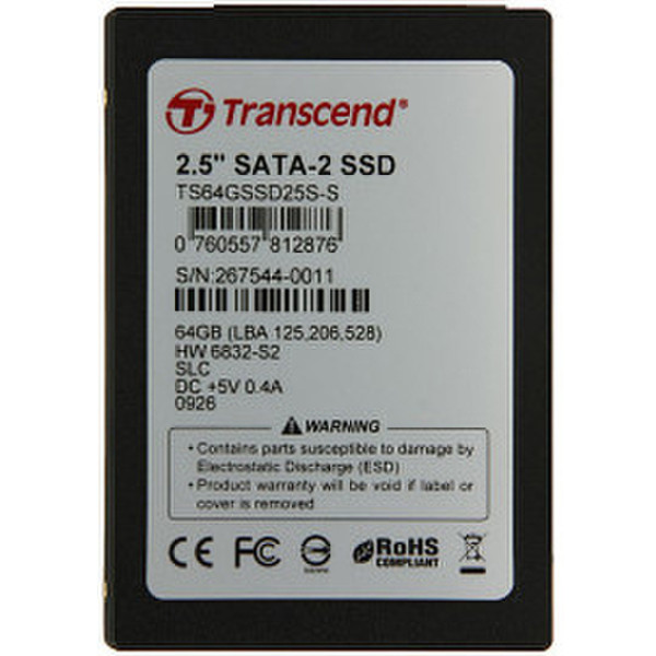Transcend TS64GSSD25S-S Serial ATA solid state drive