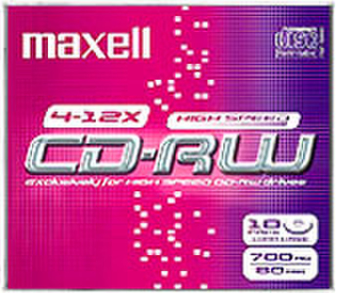 Maxell CD-RW 80/700MB XL 4x-12xspd CD-RW 700MB