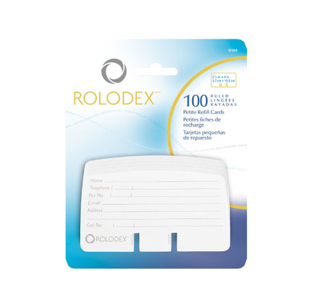 Rolodex 100 petite refill ruled business card