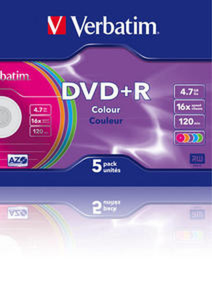 Verbatim DVD+R Colour 4.7GB DVD+R 5pc(s)