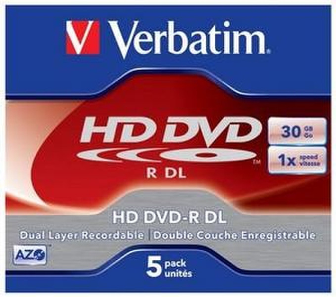 Verbatim HD DVD-R DL 1x 30GB 30GB DVD-R DL 5pc(s)