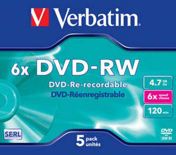 Verbatim DVD-RW Matt Silver 6x 4.7ГБ DVD-RW 5шт