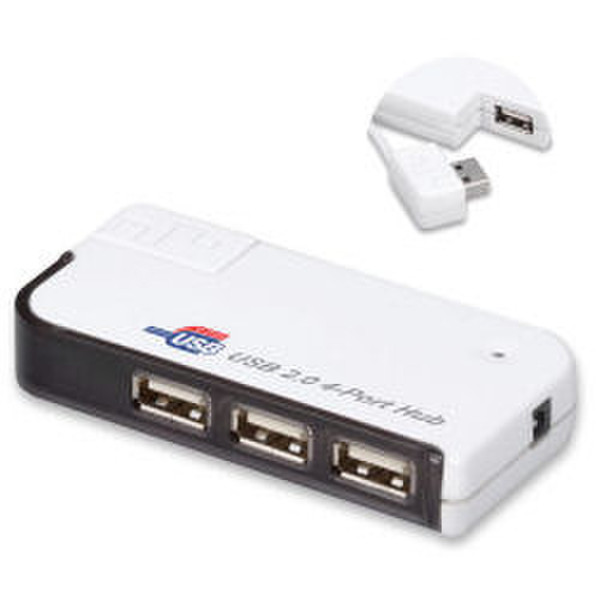 Axago HUE-40 USB cool hub 480Мбит/с Черный, Белый хаб-разветвитель