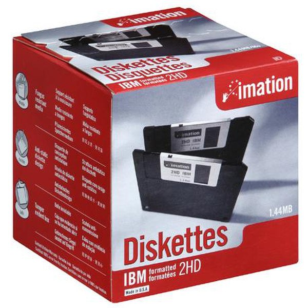 Imation 3.5" DS-HD IBM PC Formatted Black Diskette 25pk Box