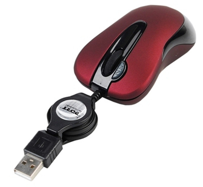 Port Designs Mini Mouse Bordeaux zip USB Оптический 800dpi Красный компьютерная мышь