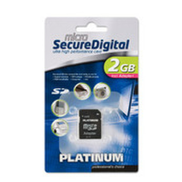 Bestmedia PLATINUM microSD Card (SD-Adapter) 2 GB 2GB MicroSD memory card