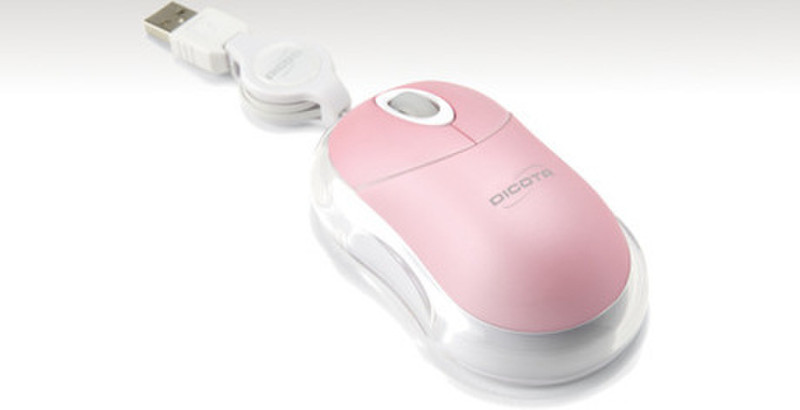Dicota Spirit USB Оптический 800dpi Розовый компьютерная мышь