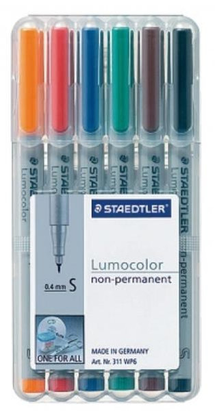 Staedtler 311 WP6 Черный, Синий, Коричневый, Зеленый, Оранжевый, Красный 6шт маркер