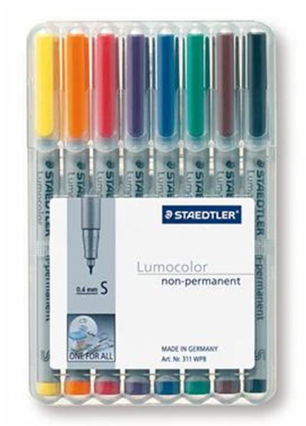 Staedtler 311 WP8 Черный, Синий, Коричневый, Зеленый, Оранжевый, Красный, Фиолетовый, Желтый 8шт маркер