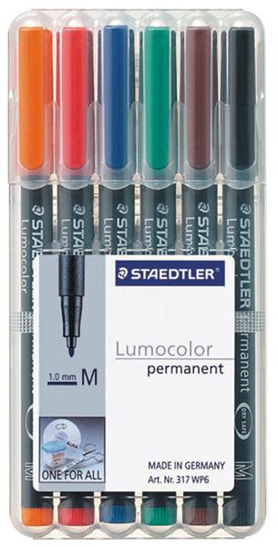 Staedtler 317 WP6 Черный, Синий, Коричневый, Зеленый, Оранжевый, Красный 6шт перманентная маркер