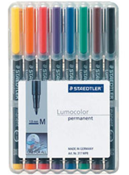 Staedtler 317 WP8 Черный, Синий, Коричневый, Зеленый, Оранжевый, Красный, Фиолетовый, Желтый 8шт перманентная маркер