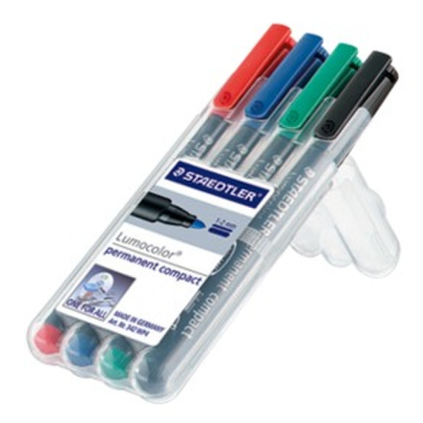 Staedtler Lumocolor 342 WP4 Черный, Синий, Красный, Бирюзовый 4шт перманентная маркер